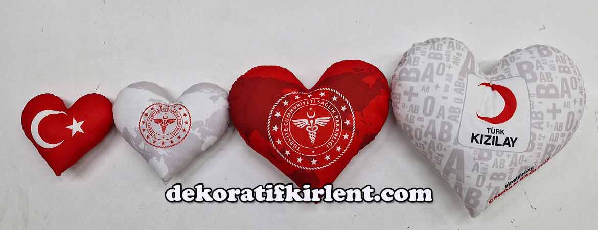 kalp yastığı, baskılı kalp yastık